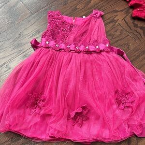 Fuchsia Lace & Tulle Flower Girl Dress with Gem Accents